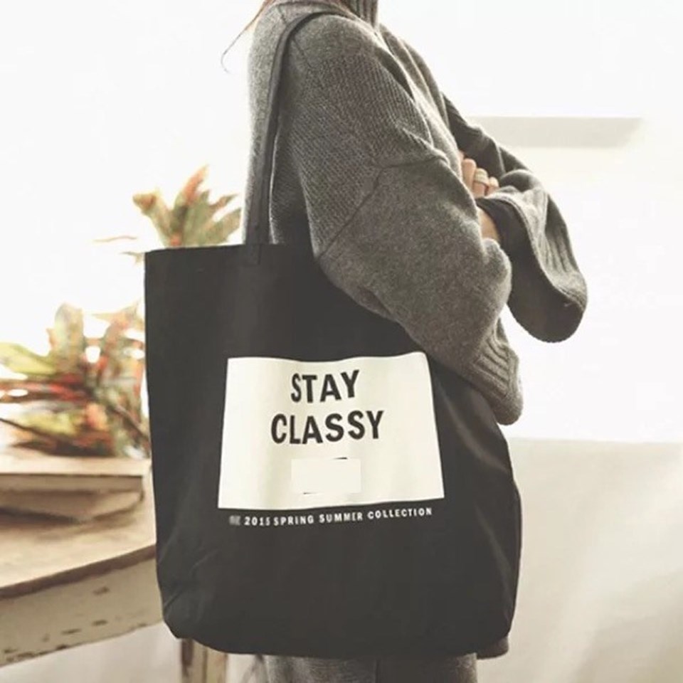 Túi vải bố canvas in slogan ý nghĩa bắt kịp xu hướng thời trang